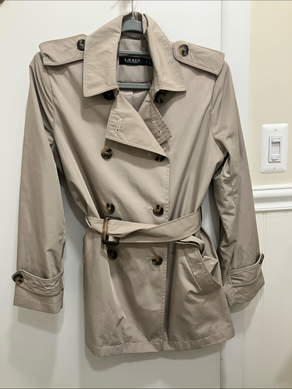 Lauren Ralph Lauren Khaki-Tone Double-Breasted Trench Coat